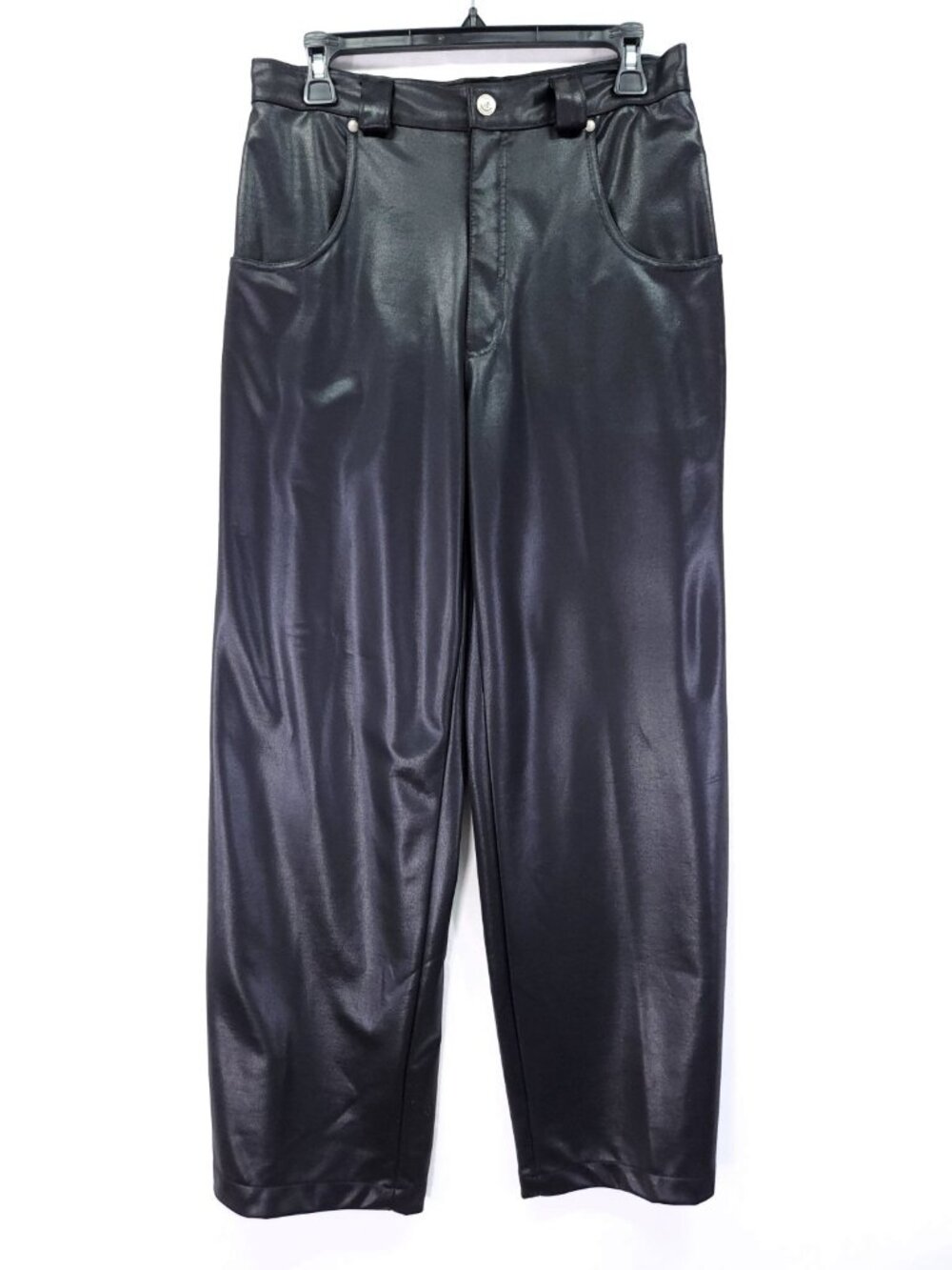 Positano Mens Black Shiny Pants 31x30 Baggie Clubwear Made In USA